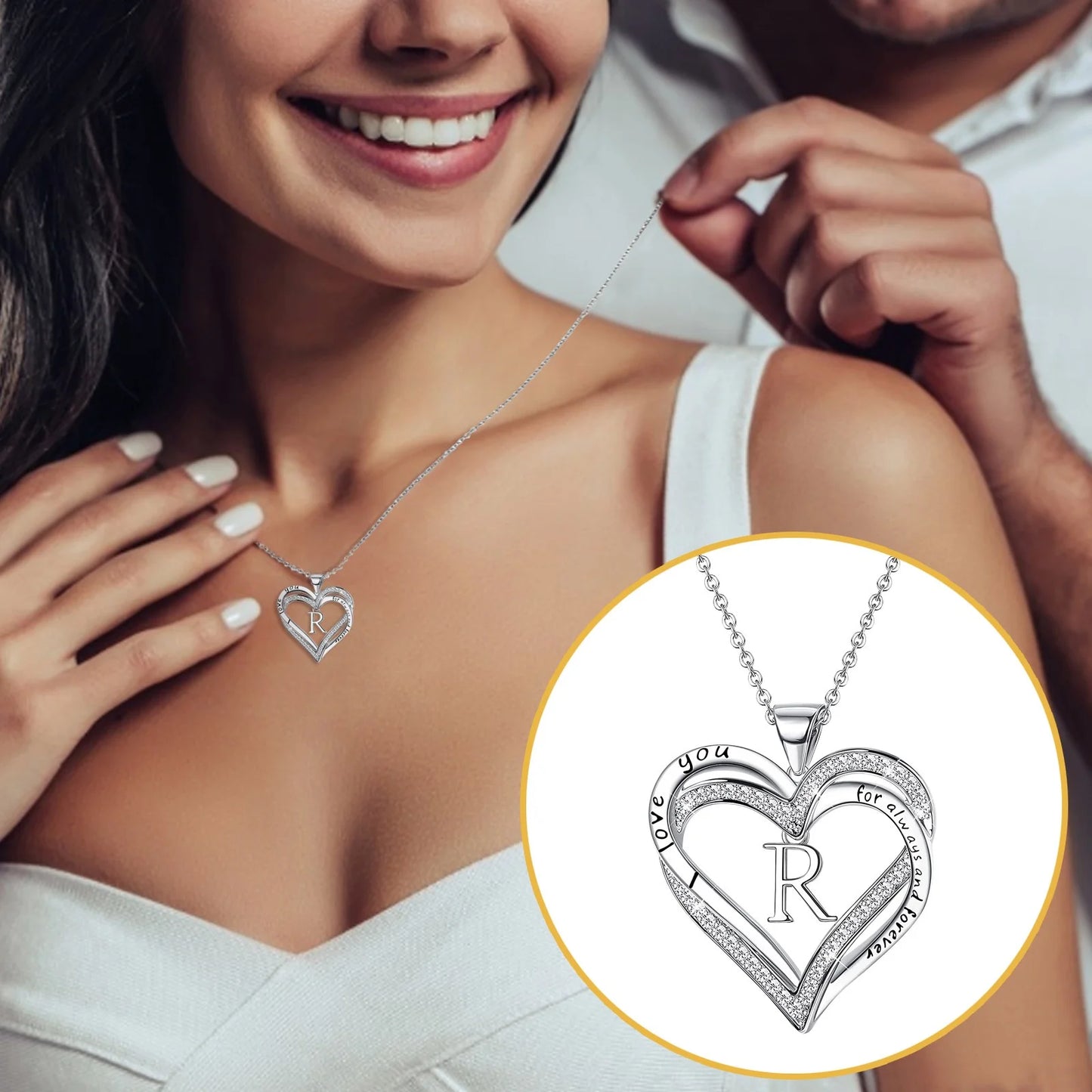 Gold Necklace for Women on Sale! Women'S Fashion Heart Letter Necklace 26 Letters Love Clavicle Neck Chain Jewelry A