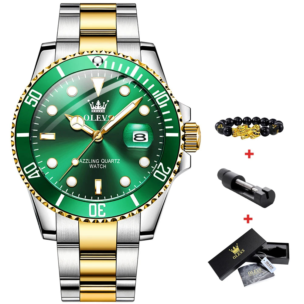 Original Quartz Watch for Men Stainles Steel Waterproof Sport Watches Fashion Luxury Rolex Style Men'S Wristwatch Hot Sale