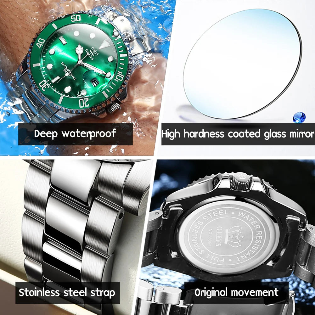 Original Quartz Watch for Men Stainles Steel Waterproof Sport Watches Fashion Luxury Rolex Style Men'S Wristwatch Hot Sale