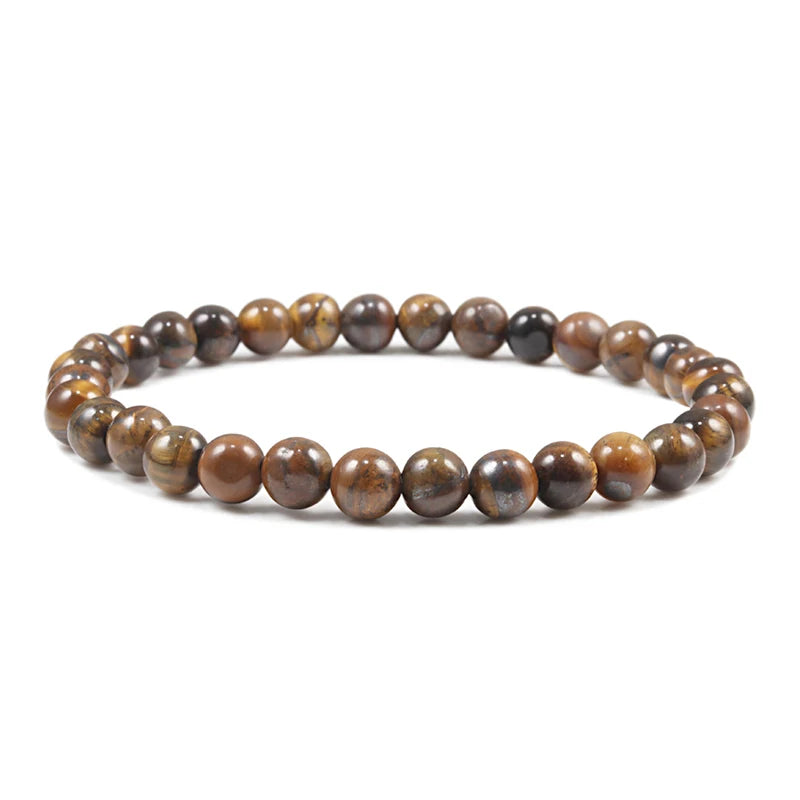 Charm Bracelet Natural Stone Beads 6/8/10Mm Volcanic Lava Tiger Eye Beads Elastic Bracelets for Men Women Jewelry Pulsera Hombre