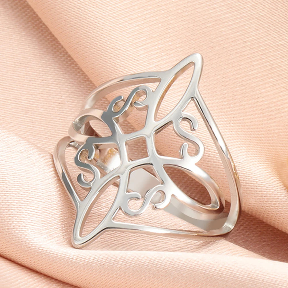 Witch Knot Stainless Steel Ring Wiccan Cross Celtics Knot Women Men Rings Witchcraft Good Luck Protection Amulet New Year Gifts