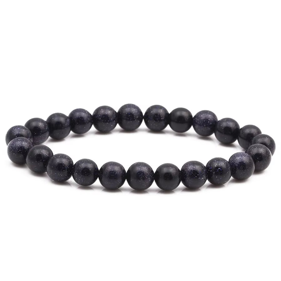 Quartz Bracelet 8Mm Natural Stone round Bead Lava Tiger Eye Black Onyx Energy Healing Beaded Hand Bangle Yoga Women Men Jewelry