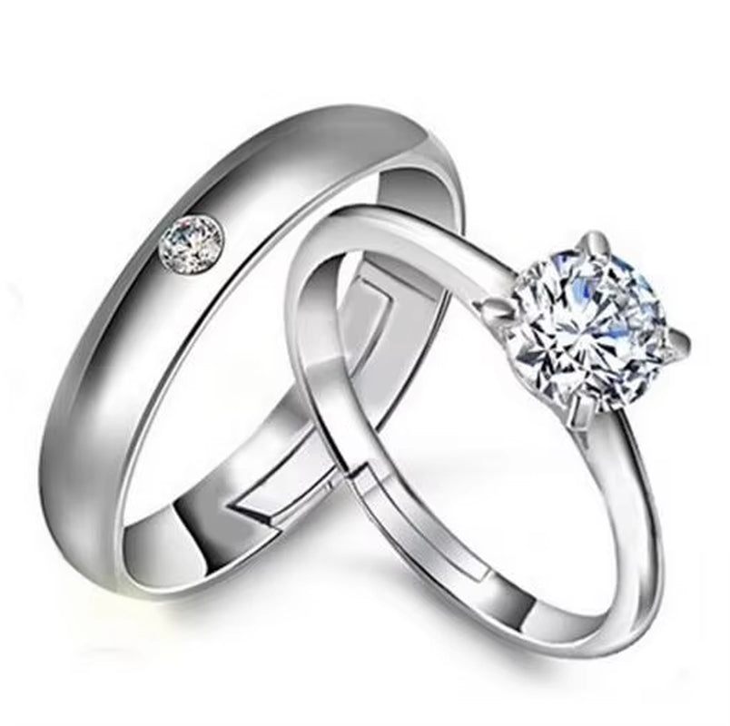 2 Pcs Ring Zircon Couple Ring Vashiria Fashion Silver Color Jewelry Romantic Infinity Endless Love Imperial Cross Lover