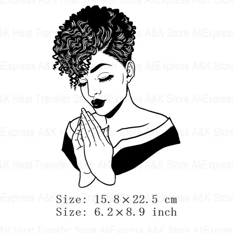 Queen Melanin New Thermo Stickers on Clothes African American Hairstyle Beauty Iron Patches Stripes Black Woman Transfers Badges