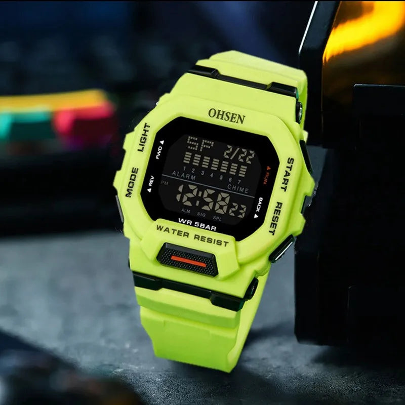 New  Green Hombre Male Digital Watches 5ATM Dive Man Mens Sports Wristwatches Hand Clocks Man Watch Reloj Masculino