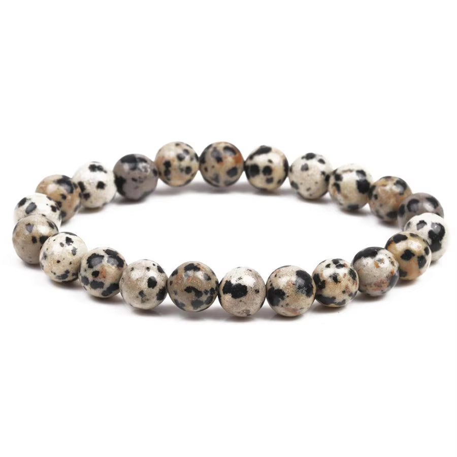 Quartz Bracelet 8Mm Natural Stone round Bead Lava Tiger Eye Black Onyx Energy Healing Beaded Hand Bangle Yoga Women Men Jewelry