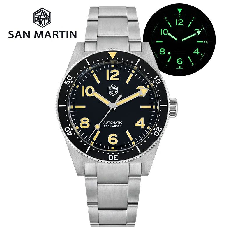 San Martin 39Mm Retro Dive Watch SN0139 NH35 Automatic Mechanical Sapphire Crystal 200M Waterproof 62MAS Homage Men'S Wristwatch