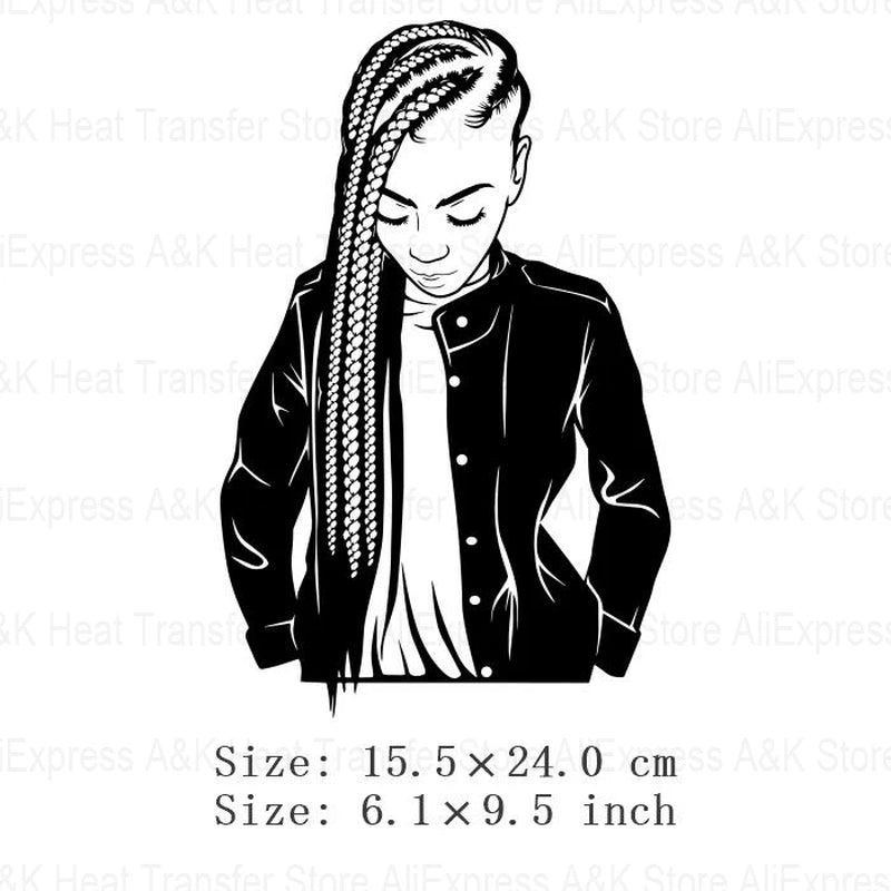 Queen Melanin New Thermo Stickers on Clothes African American Hairstyle Beauty Iron Patches Stripes Black Woman Transfers Badges