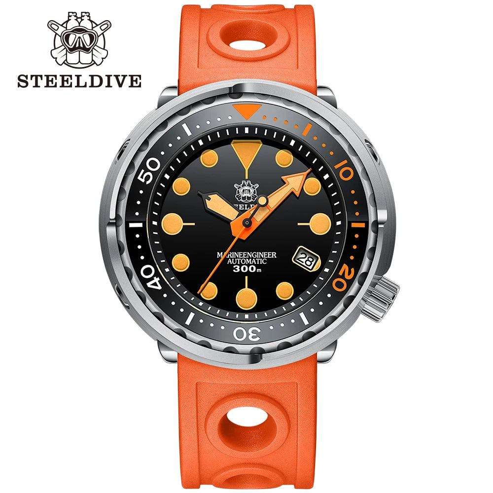 SD1975V Tuna Luxury Dive Wristwatch Ceramic Bezel 30Bar Waterproof Swiss Luminous NH35 Fashion Orange Mechanical Watch