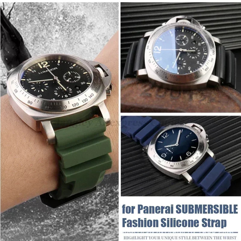 Silicone Watch Band for Panerai SUBMERSIBLE PAM441 359 Pa111 Series Soft Rubber Strap 22Mm 24Mm 26Mm Men'S Bracelet Accessories