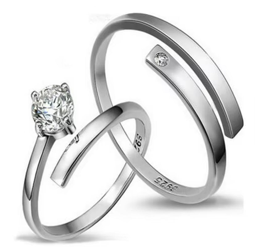 2 Pcs Ring Zircon Couple Ring Vashiria Fashion Silver Color Jewelry Romantic Infinity Endless Love Imperial Cross Lover