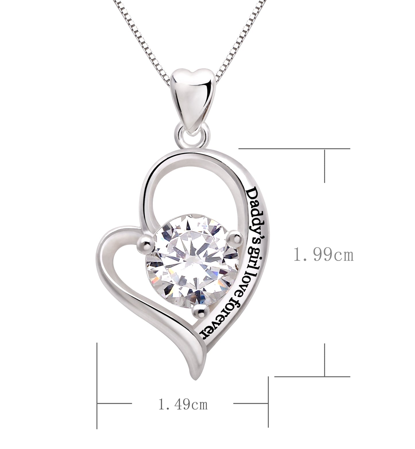 Jewelry Sterling Silver "Daddy'S Girl Love Forever" Love Heart Cubic Zirconia Pendant Necklace