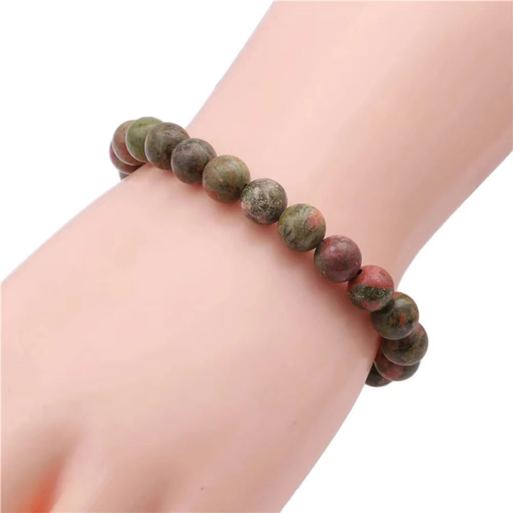 Quartz Bracelet 8Mm Natural Stone round Bead Lava Tiger Eye Black Onyx Energy Healing Beaded Hand Bangle Yoga Women Men Jewelry