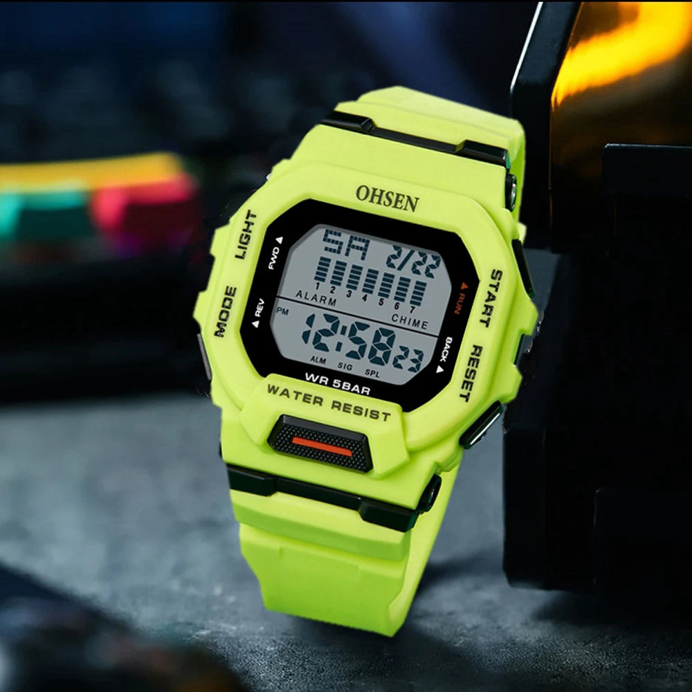 New  Green Hombre Male Digital Watches 5ATM Dive Man Mens Sports Wristwatches Hand Clocks Man Watch Reloj Masculino