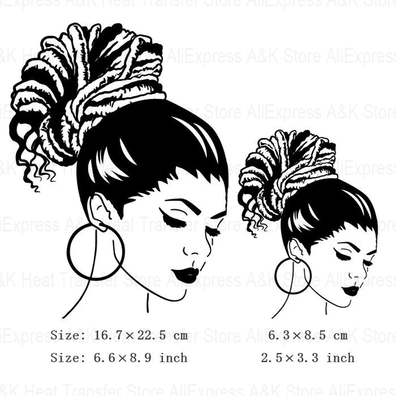 Queen Melanin New Thermo Stickers on Clothes African American Hairstyle Beauty Iron Patches Stripes Black Woman Transfers Badges