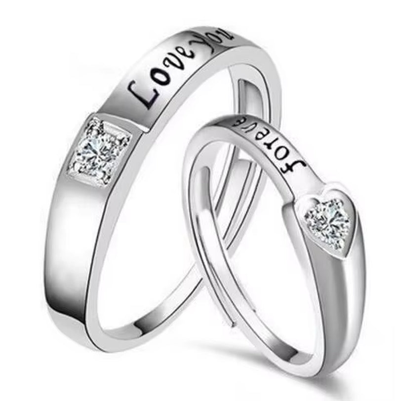 2 Pcs Ring Zircon Couple Ring Vashiria Fashion Silver Color Jewelry Romantic Infinity Endless Love Imperial Cross Lover