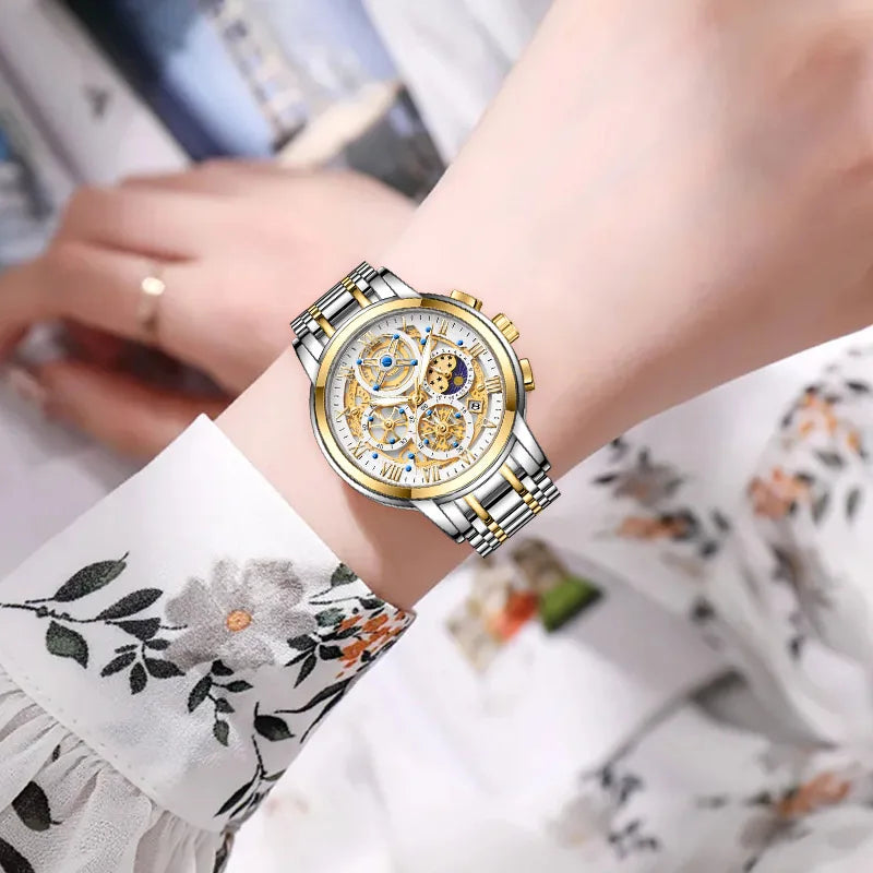 2023 New Gold Women Watches Creative Steel Women'S Bracelet Wrist Watches Ladies Fashion Waterproof Female Relogio Feminino