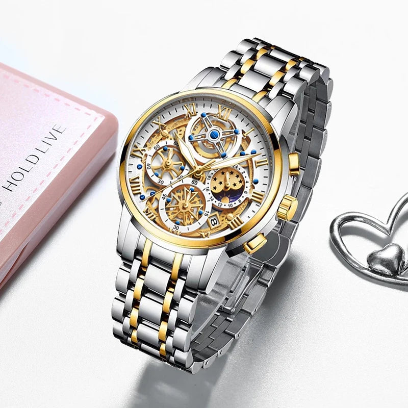 2023 New Gold Women Watches Creative Steel Women'S Bracelet Wrist Watches Ladies Fashion Waterproof Female Relogio Feminino