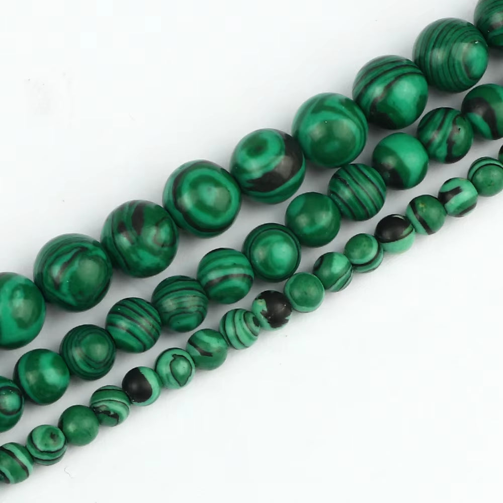 4/6/8/10Mm Natural Stone Black Lava Tiger Eye round Loose Beads Quartz Malachite Stone Jewelry DIY Making Bracelet Accessories