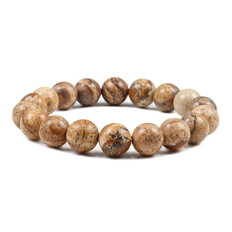 Charm Bracelet Natural Stone Beads 6/8/10Mm Volcanic Lava Tiger Eye Beads Elastic Bracelets for Men Women Jewelry Pulsera Hombre