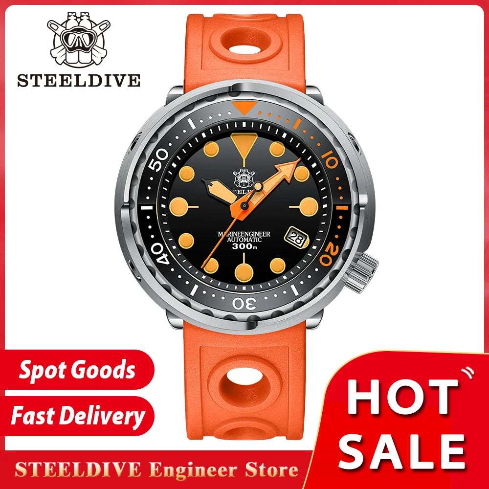 SD1975V Tuna Luxury Dive Wristwatch Ceramic Bezel 30Bar Waterproof Swiss Luminous NH35 Fashion Orange Mechanical Watch