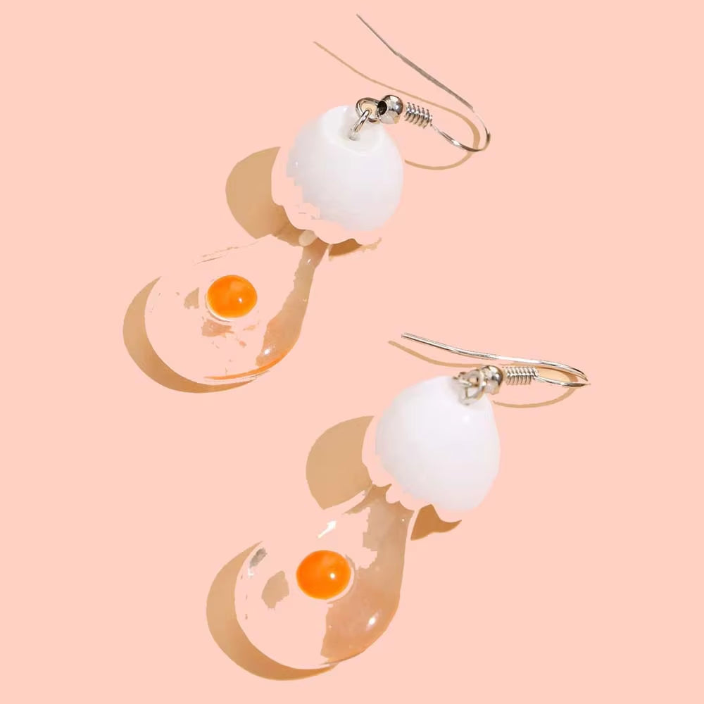 Funny Design Unusual Egg Resin Earrings for Women Fashion Cute Geometry Pendants Ear Hook Earrings Jewelry