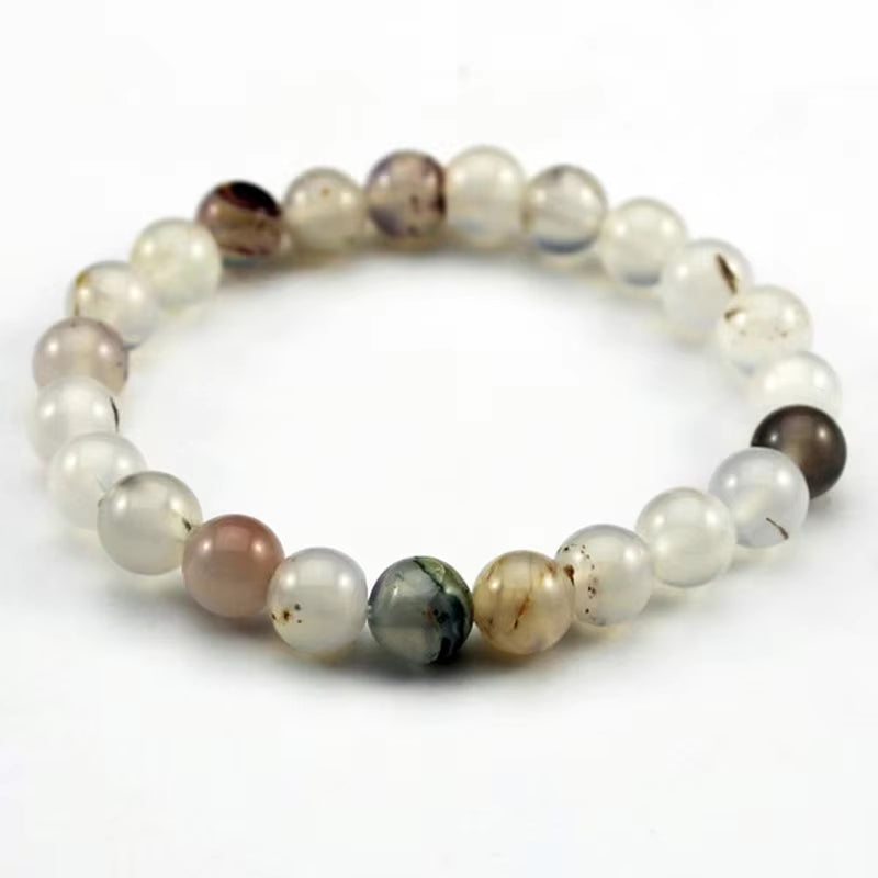 Quartz Bracelet 8Mm Natural Stone round Bead Lava Tiger Eye Black Onyx Energy Healing Beaded Hand Bangle Yoga Women Men Jewelry