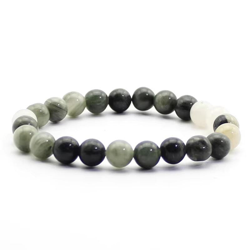 Quartz Bracelet 8Mm Natural Stone round Bead Lava Tiger Eye Black Onyx Energy Healing Beaded Hand Bangle Yoga Women Men Jewelry