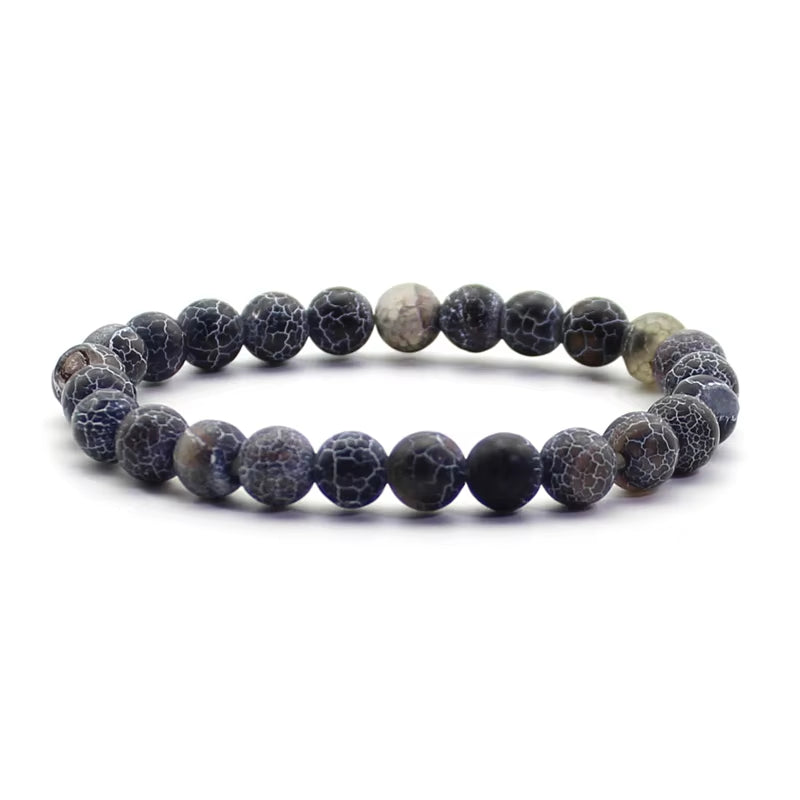 Quartz Bracelet 8Mm Natural Stone round Bead Lava Tiger Eye Black Onyx Energy Healing Beaded Hand Bangle Yoga Women Men Jewelry