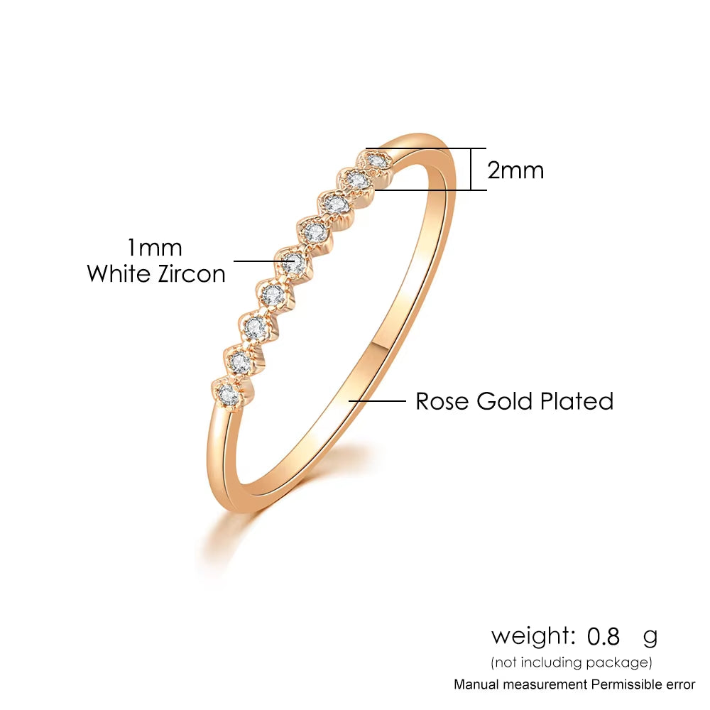 Dainty Ring for Women Simple Elegant Simple Geometry Mini Zircon Gold Color Slim Finger Rings Wholesale Jewelry R157