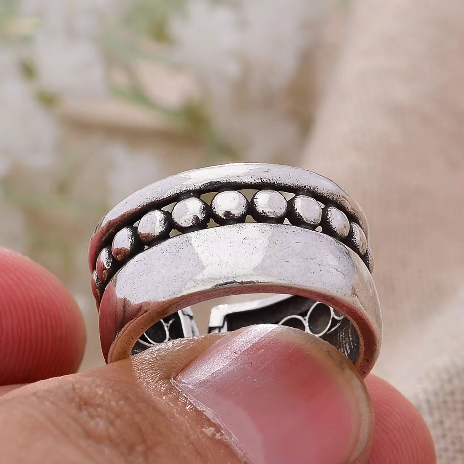 Vintage Simple Little Ball Thai Silver Female Open Party Rings for Women Hand Jewellery Accessories No Fade