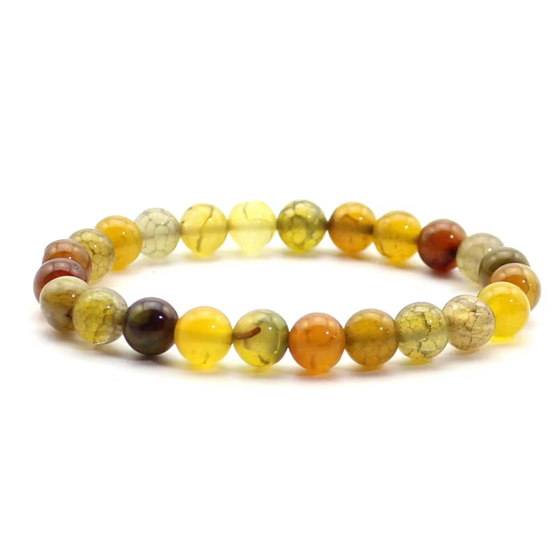 Quartz Bracelet 8Mm Natural Stone round Bead Lava Tiger Eye Black Onyx Energy Healing Beaded Hand Bangle Yoga Women Men Jewelry