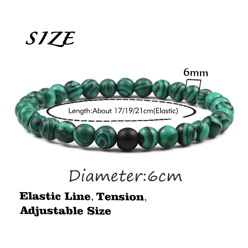 Hot 2Pcs/Set Tiger Eye Black Lava Natural Stone Beaded Bracelets Couples Distance Bracelet Energy Elastic Rope Malachite Jewelry