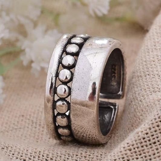 Vintage Simple Little Ball Thai Silver Female Open Party Rings for Women Hand Jewellery Accessories No Fade