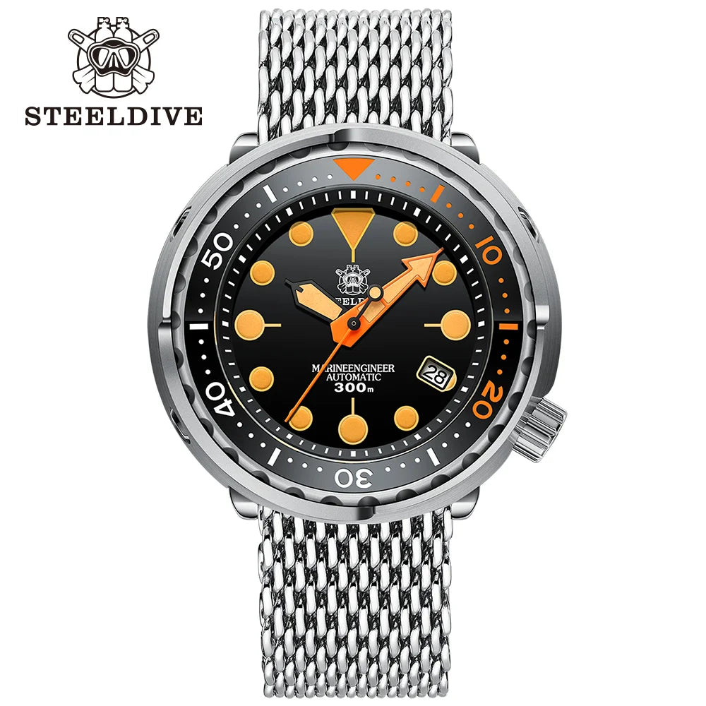 SD1975V Tuna Luxury Dive Wristwatch Ceramic Bezel 30Bar Waterproof Swiss Luminous NH35 Fashion Orange Mechanical Watch