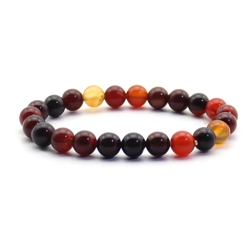 Quartz Bracelet 8Mm Natural Stone round Bead Lava Tiger Eye Black Onyx Energy Healing Beaded Hand Bangle Yoga Women Men Jewelry