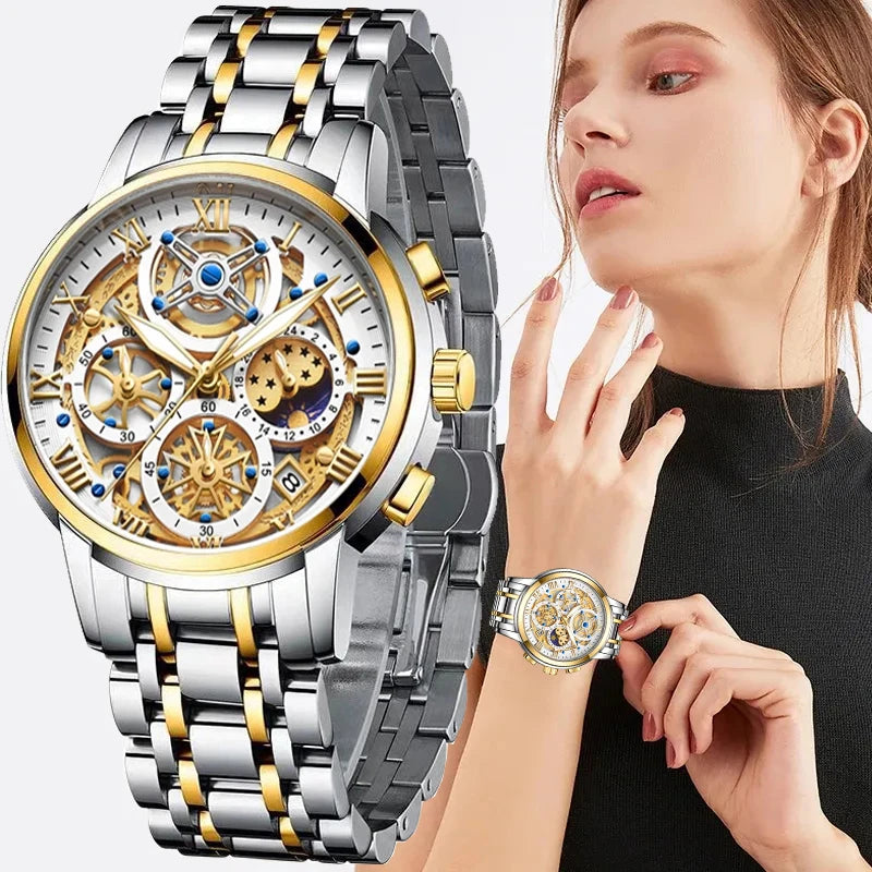 2023 New Gold Women Watches Creative Steel Women'S Bracelet Wrist Watches Ladies Fashion Waterproof Female Relogio Feminino